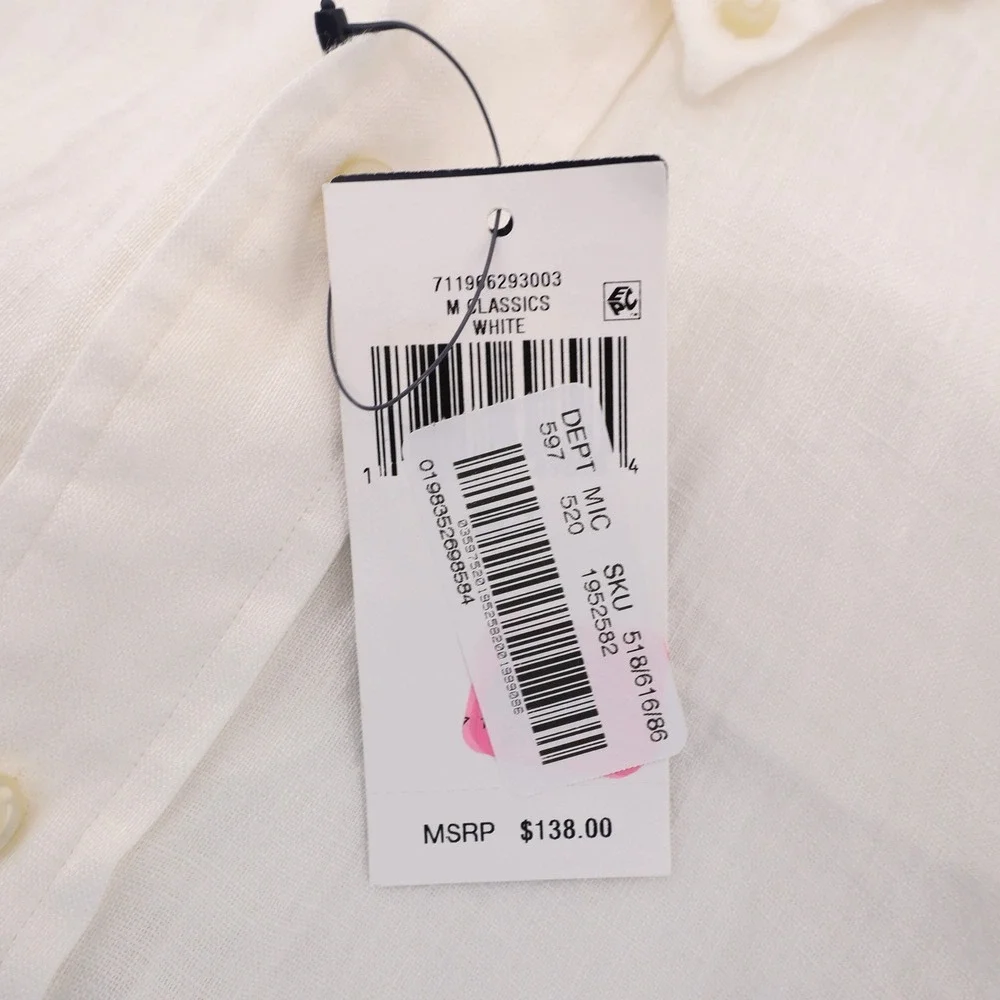 NEW Polo Ralph Lauren Linen Button Down Shirt White Short Sleeve Mens 3XLT $138